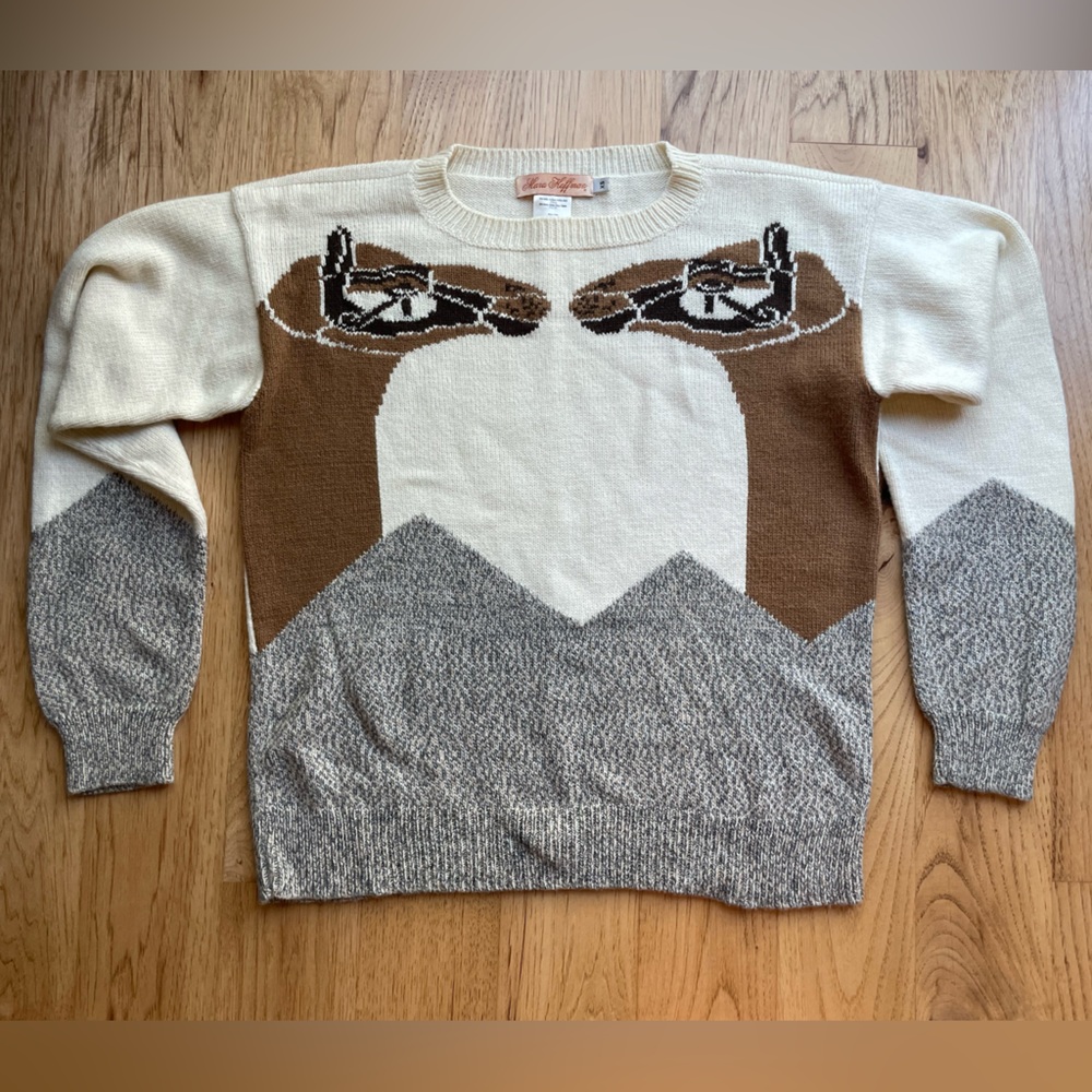 Mara Hoffman Cream and Brown Camel Motif Sweater